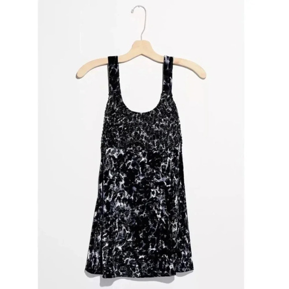 FREE PEOPLE Blue Virgo Moon Velvet Leopard Mini Dress - Picture 4 of 8